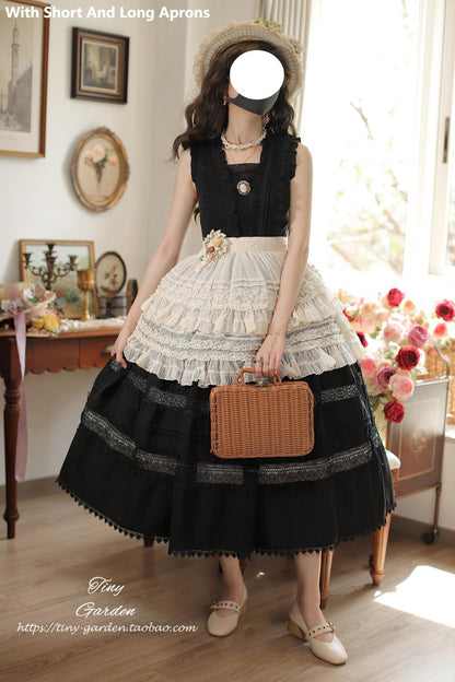 Tiny Garden - Spring Whisper - Solid Color Classic Lolita JSK Dress with Tulle Apron