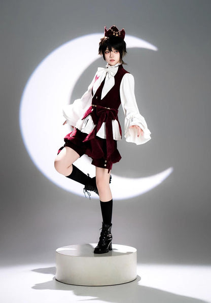 Princess Chronicles - Hare Hunter - Vintage Red Ouji Suit With Bunny Ear Hooded Jacket