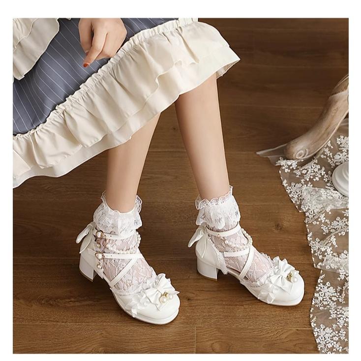 Yana - Chinese Style Yana - Plus size Qi Lolita Shoes Bow Pearl Lolita Sandal