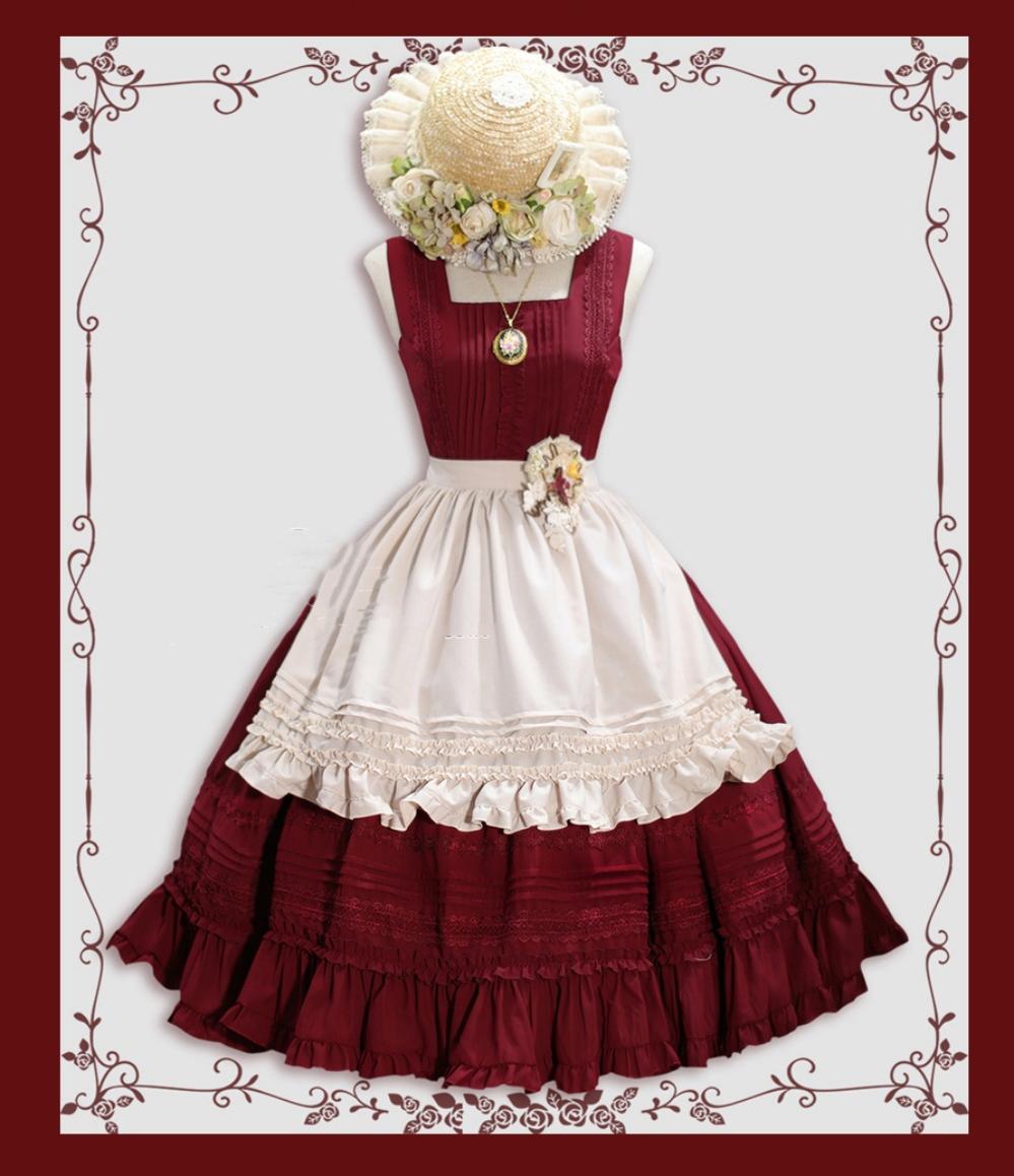 Tiny Garden - Nocturne Reminiscence - Elegant Lolita JSK Dress Multi-Wear Apron Dress Set
