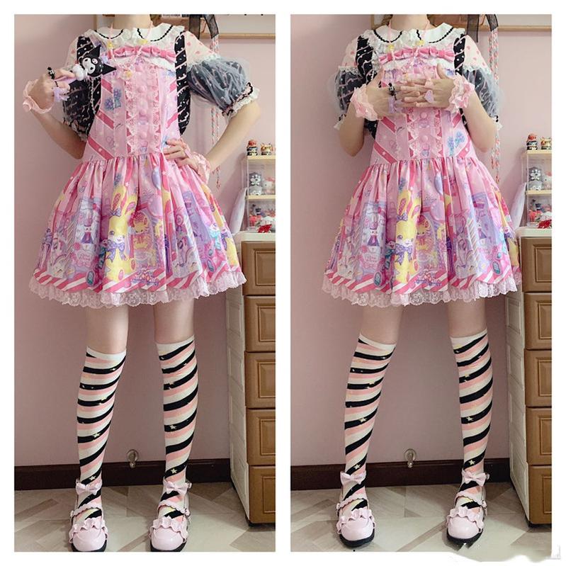 Yukine's Box - Macaron Lolita Cute Stripe Socks