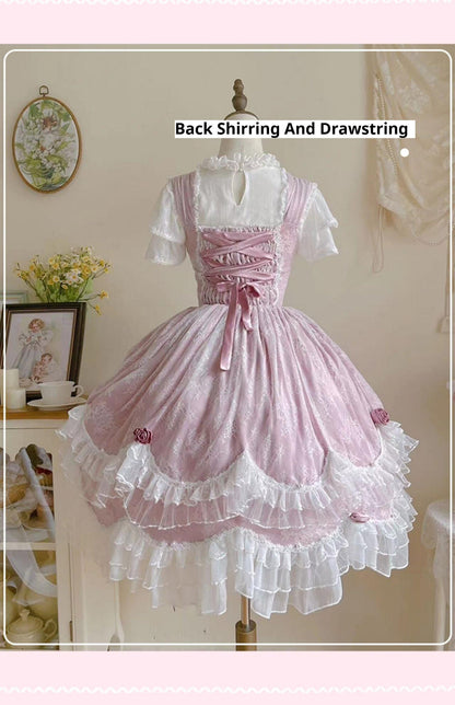 Sakurada Fawn - Manta - Plus Size Sweet Lolita JSK Dress with Rose Decoration