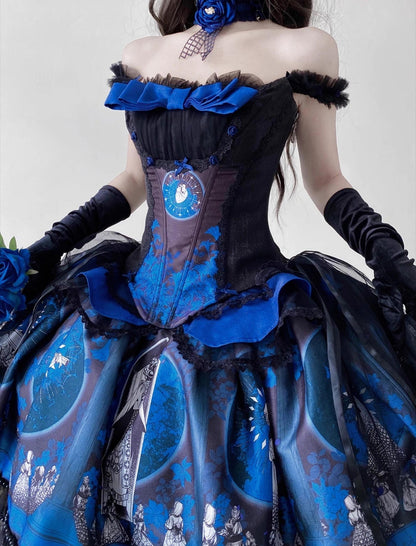 Caged Bird Hotel - Eclipsed Moon Gallery - Plus Size Halloween Gothic Lolita Skirt & Bodice Set