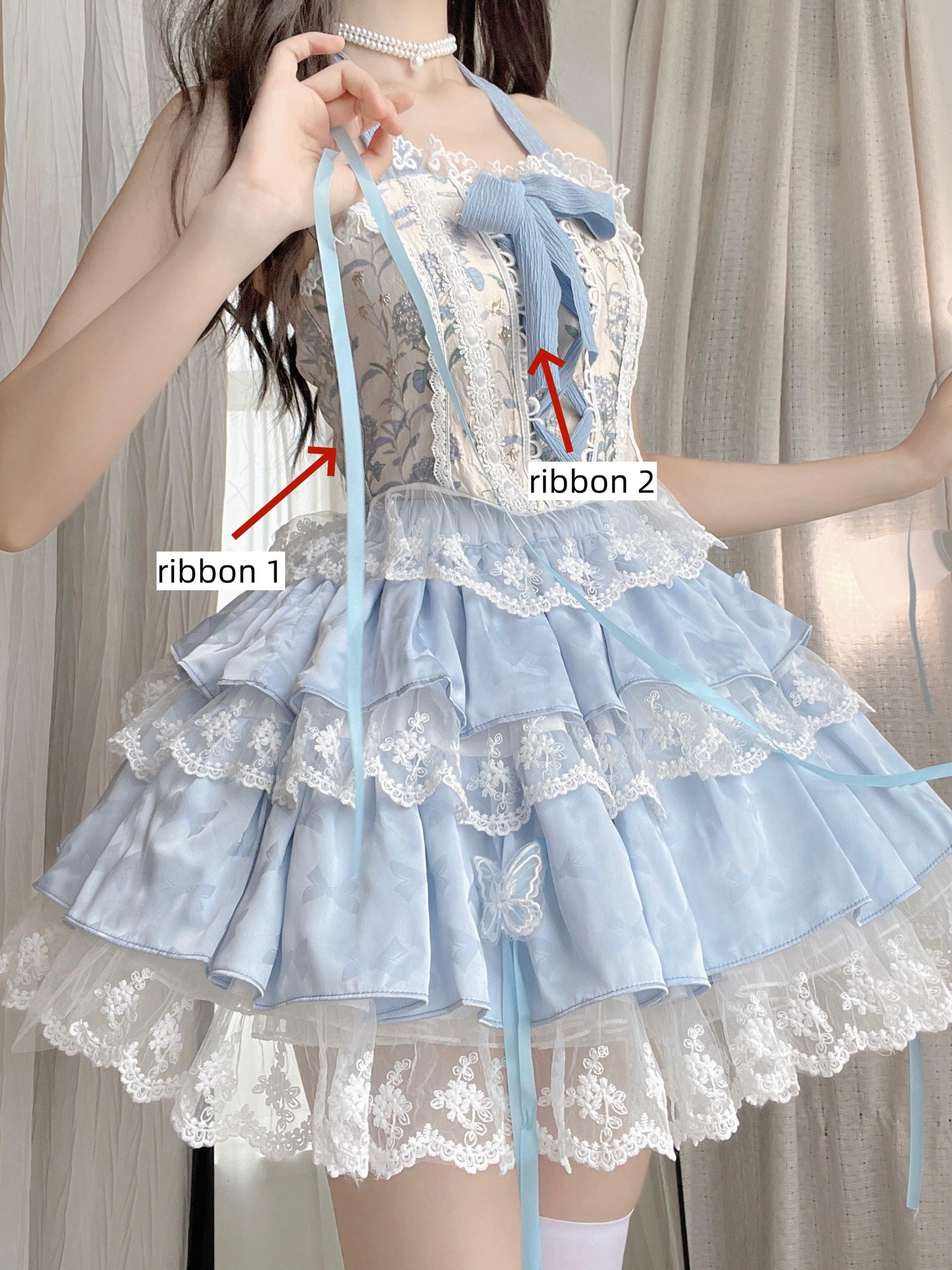 Qianmu - Endless Summer - Sweet Lolita Skirt Set with Ballet-Styled Bodice