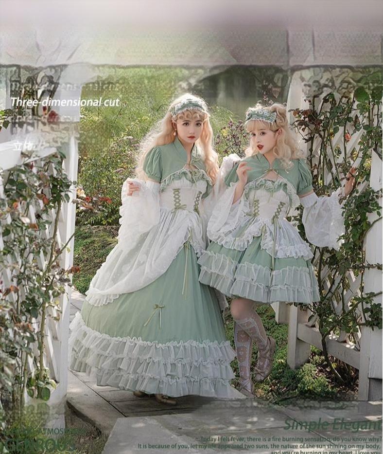 Daydream Whisper - Toting Basil - Plus Size Wedding Lolita Dress Green Bridal JSK