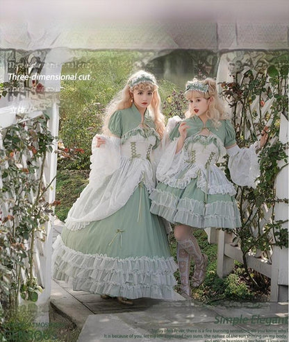 Daydream Whisper - Toting Basil - Plus Size Wedding Lolita Dress Green Bridal JSK