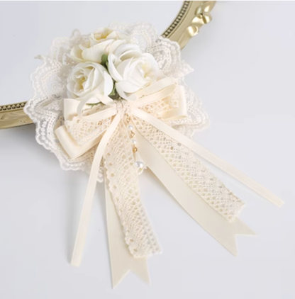 Xiaogui - Sweet Lolita Ivory Lace bow Hair Accessories