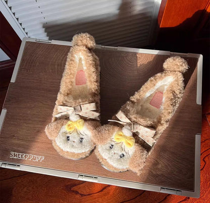 Sheep Puff - Mikko Rolled - Winter Lolita Shoes Warm Fleece Shoes