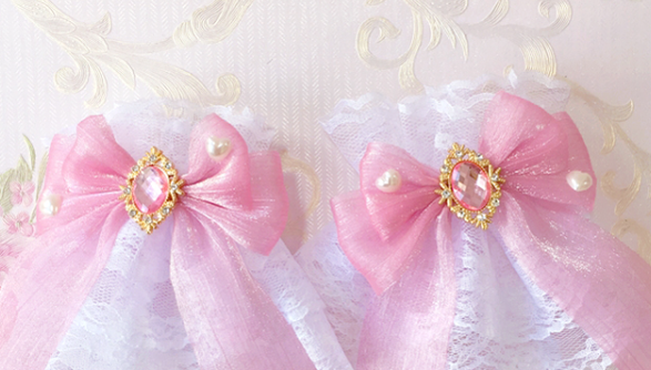 Sakura Home - Sweet Lolita Handmade Lace Bows Cuffs