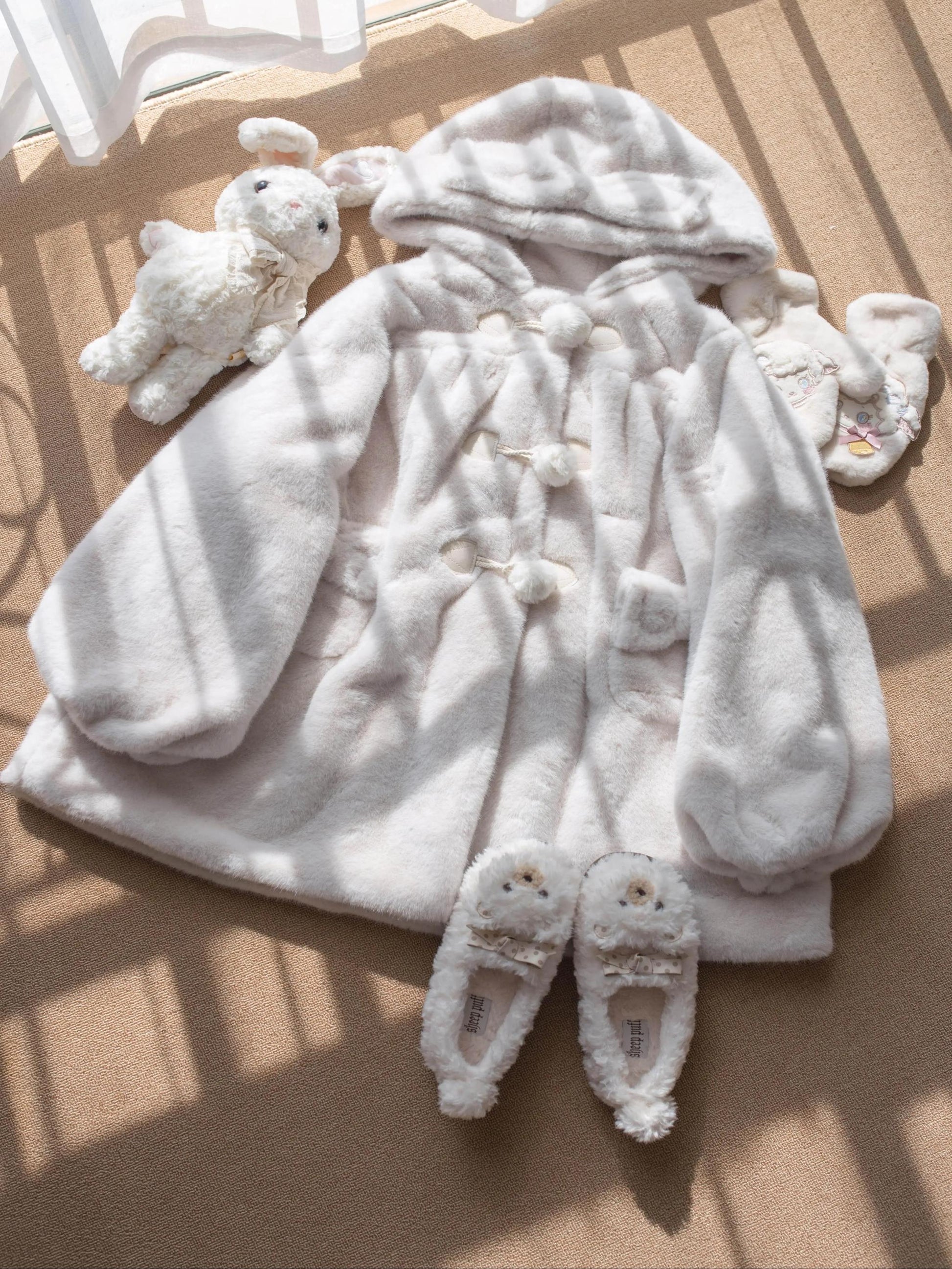 MIST - Cream Cheese - Winter Kawaii Lolita Overcoat Thickened Hooded Loose Outwear