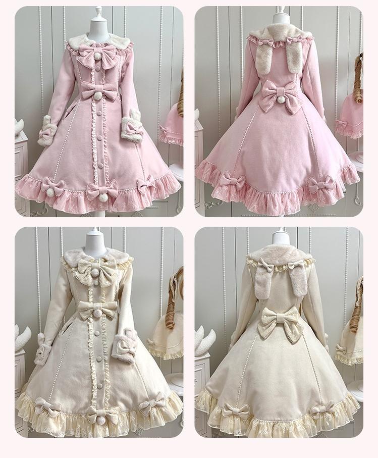Mengfuzi - Nico Bunny - Winter Sweet Lolita Overcoat, Detachable Cape