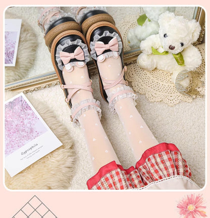 Yana - Sweet Bunny - Sweet Lolita Flat Shoes with Ear and Bow Decorations