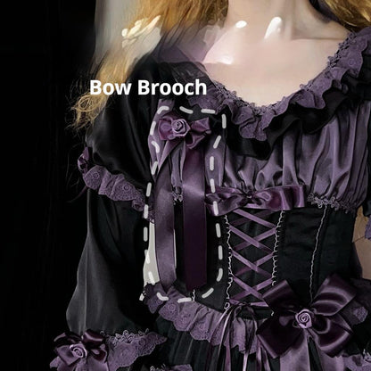 Uncle's Workshop - Stacked - Lolita Accessory Set Hairband Bow Trailing Brooch Choker