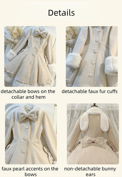 Bunny Magic Forest - High Waisted Sweet Lolita Overcoat, Bunny Ear Collar