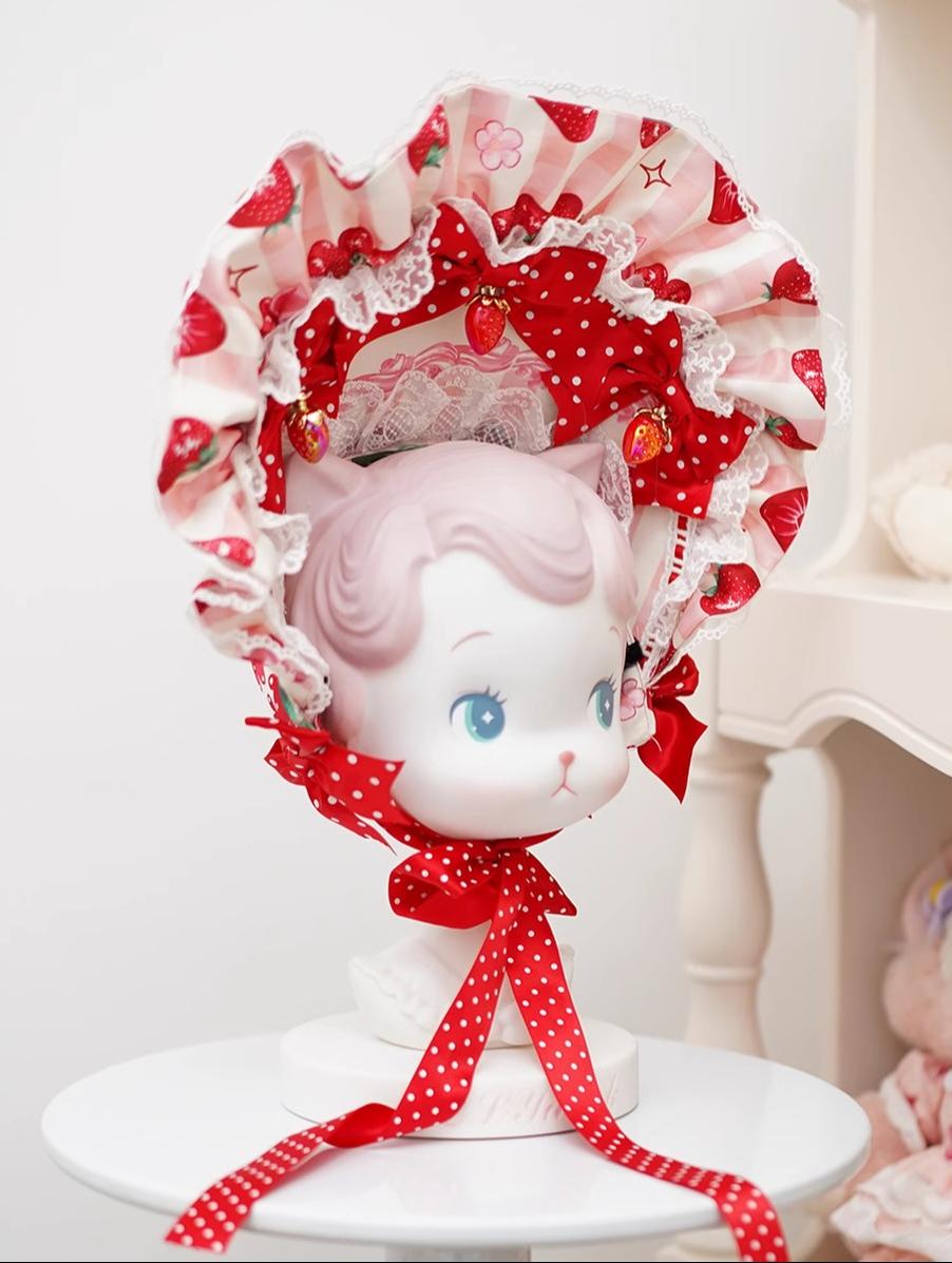 Mengfuzi - Strawberry - Sweet Lolita BNT Strawberry Print Detachable Sleeves