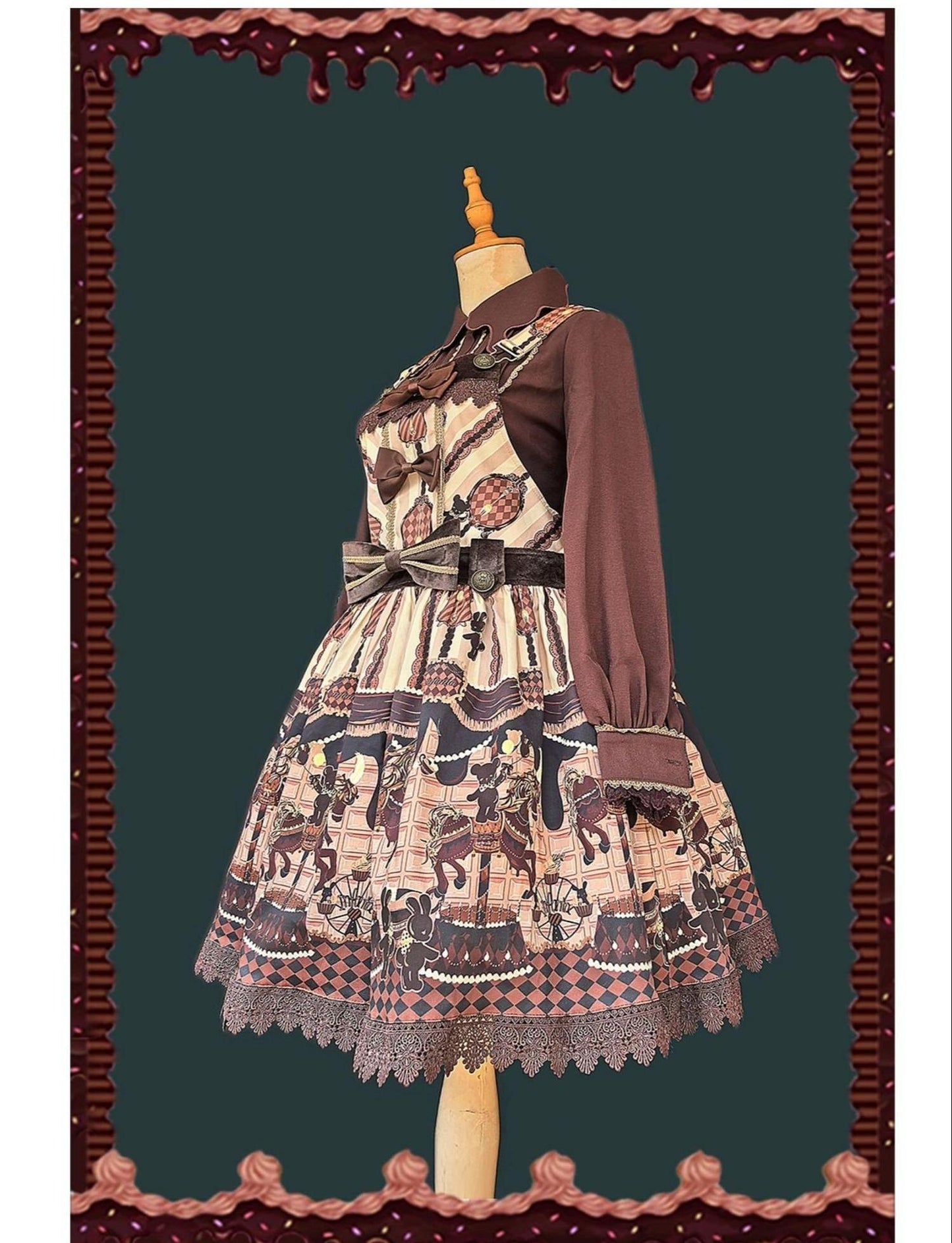 Infanta - Chocolate Carousel - Kawaii Lolita Salopette Dress Set