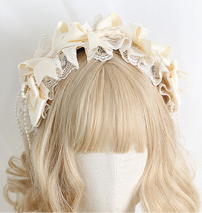 Xiaogui - Sweet Lolita Ivory Lace bow Hair Accessories