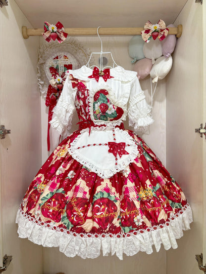 Suiyi - Crown Strawberry - Sweet Lolita Salopette Dress Suit, Single Strap