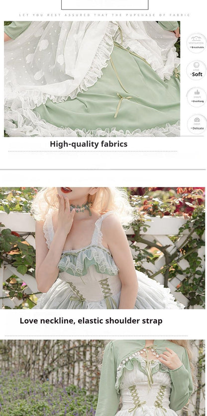 Daydream Whisper - Toting Basil - Plus Size Wedding Lolita Dress Green Bridal JSK