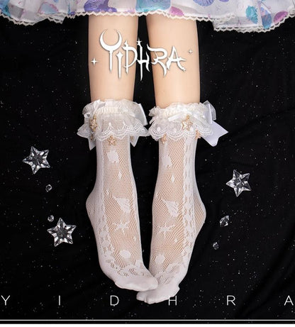 Yidhra - Lolita Ankle Socks Detachable Sock Cuffs With Bow/Pendant