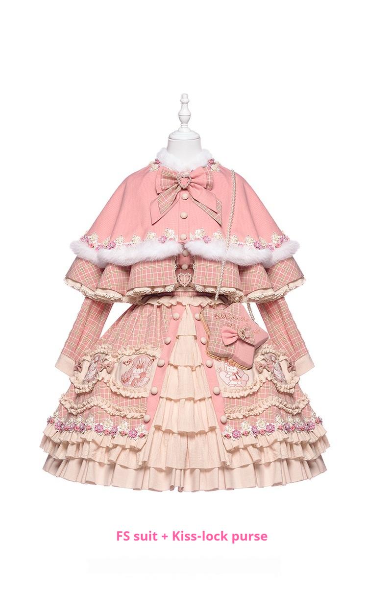 Youpairui - Helford - Sweet Coordinated Lolita Suit Pink Plaid Lolita SK Set