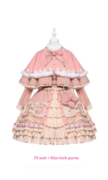Youpairui - Helford - Sweet Coordinated Lolita Suit Pink Plaid Lolita SK Set