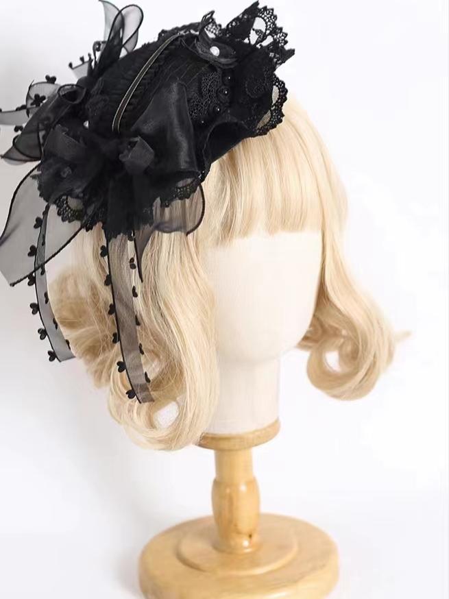 xiaogui - Vintage Lolita Tea Party Lace Top Hat