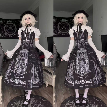 Gazing Galactic - Dusk Melody - Gothic Lolita Bat Shaped Collar Shirt, Detachable Jabot