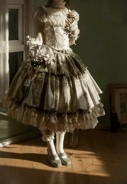 ZJstory - 14-line Poem Set - Classic Lolita Separate Dress Set Tiered Ruffles Skirt