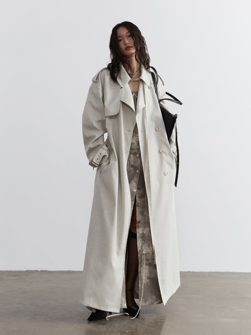 Classy Long Simple Spring Trench-Coat