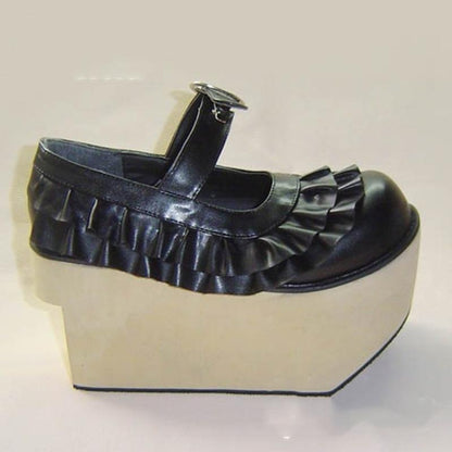 Antaina - Sweet Lolita Platform Shoes Lotus Leaf Edge Multicolor