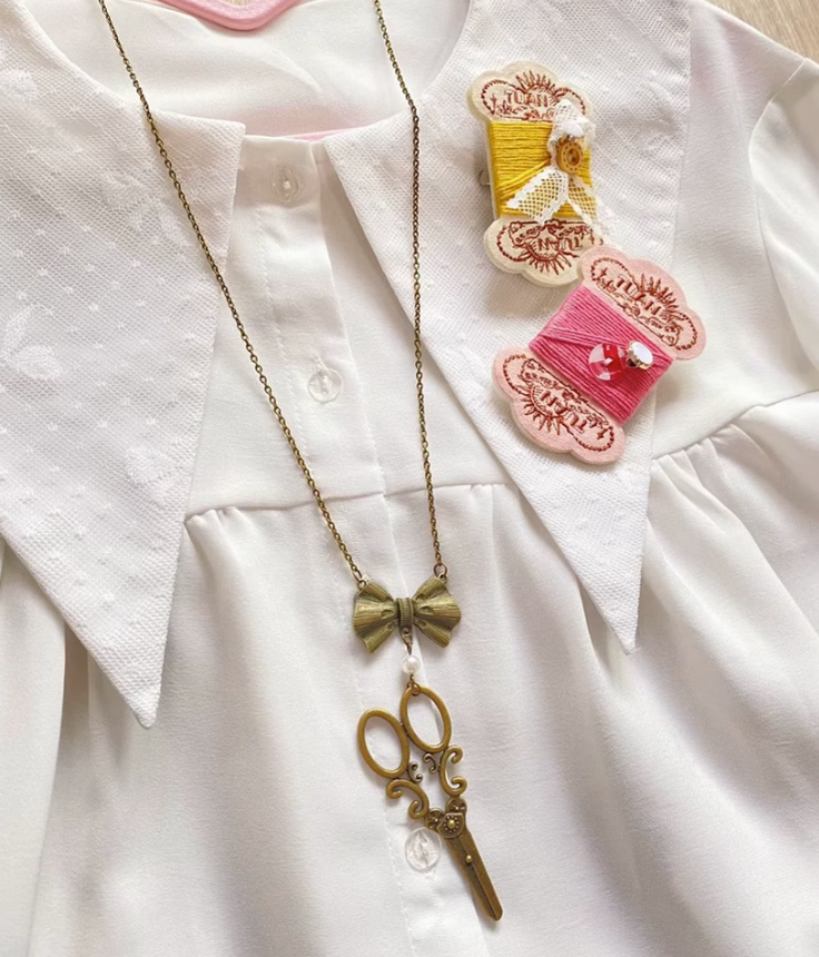 Halloween Alice - Vintage Lolita Bow-Scissors Shaped Necklace