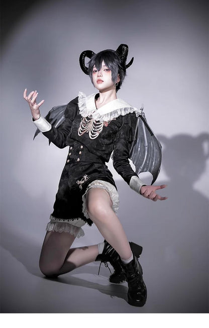 CastleToo - Crossbone - Ouji Lolita Shorts Suit Gothic Lolita Top and Blouse