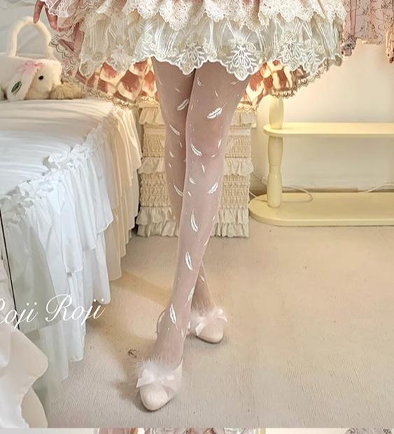 Roji Roji - Sweet Lolita Tights Women Feather Print Pantyhose