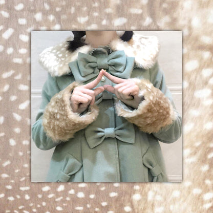 Unideer - Winter Lolita Coat Wool Bow Overcoat