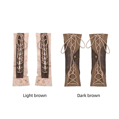 Broken Bone - Retro Lolita PU Cuffs Cross Straps Sleeves