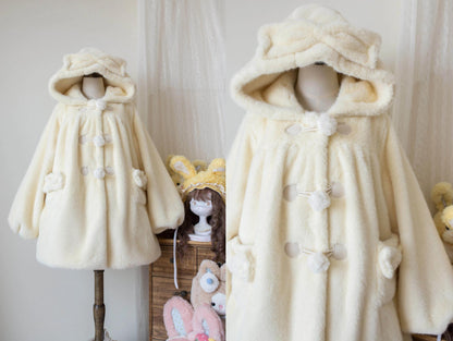 MIST - Cream Cheese - Winter Kawaii Lolita Overcoat Thickened Hooded Loose Outwear
