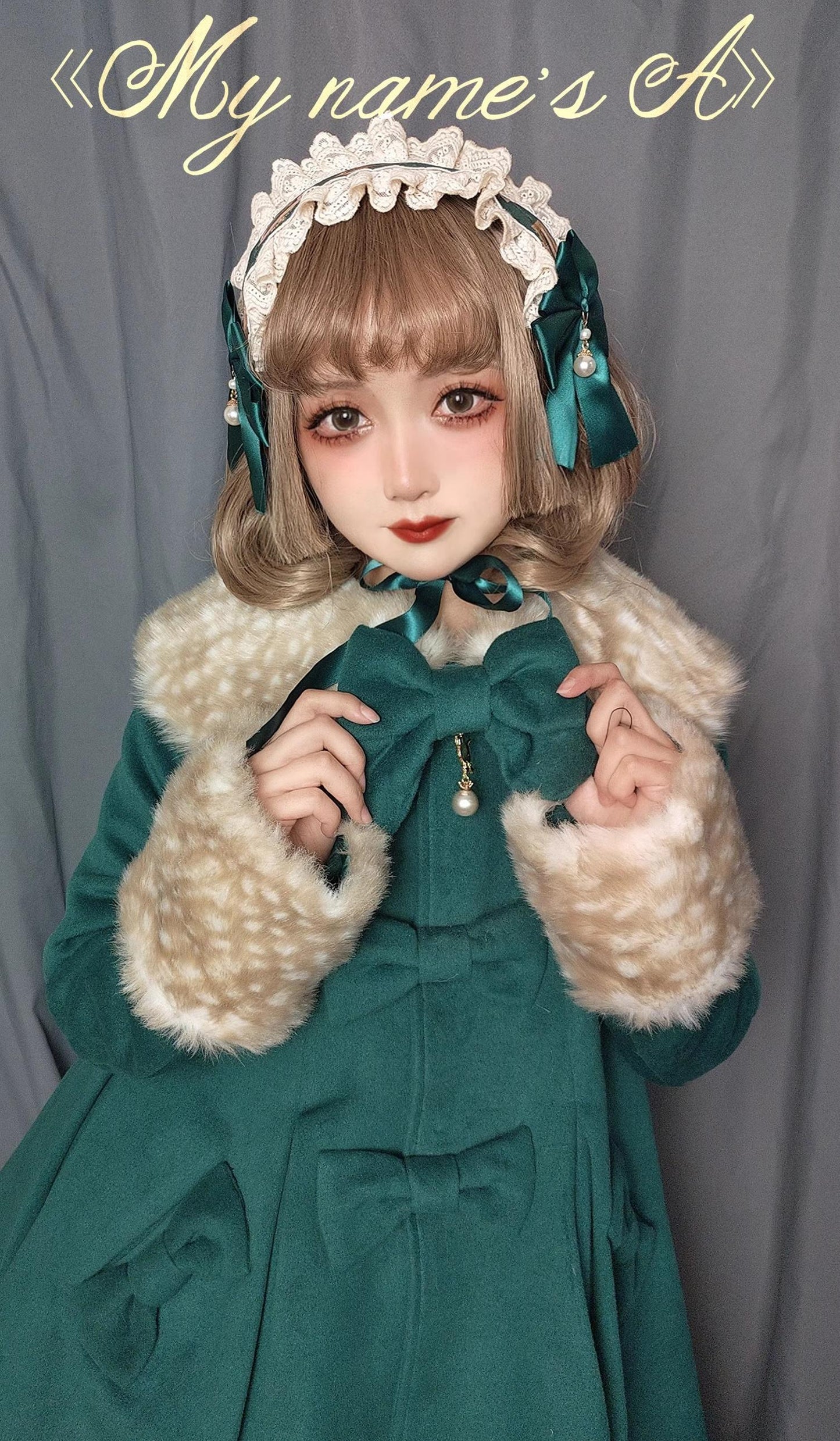 Unideer - Winter Lolita Coat Wool Bow Overcoat