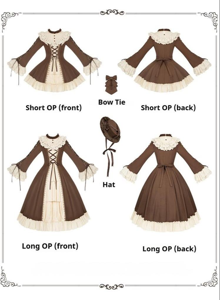 With PUJI - Walnut Box - Classic Lolita OP Dress Suit, Flared Sleeve