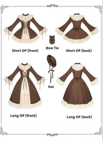 With PUJI - Walnut Box - Classic Lolita OP Dress Suit, Flared Sleeve