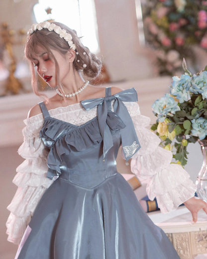 Airfreeing - Wendy - Elegant Lolita Blouse Chiffon Off-Shoulder Virago Sleeve Blouse