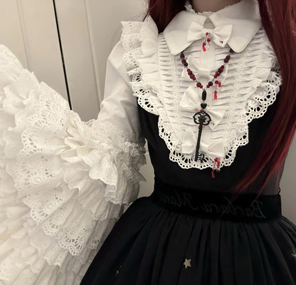Dark Circle Clinic - Barbara Manor Night - Gothic Lolita JSK Pleated Floral Print Lolita Dress