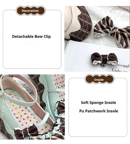 Sheep Puff - Chocolate Sponge Cake - Sweet Lolita Thick-Sole Shoes with Printed Platform