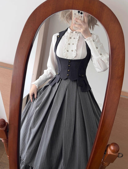 Forest Wardrobe - Forest Contract - Classic Lolita Striped Vest, Elastic Waist