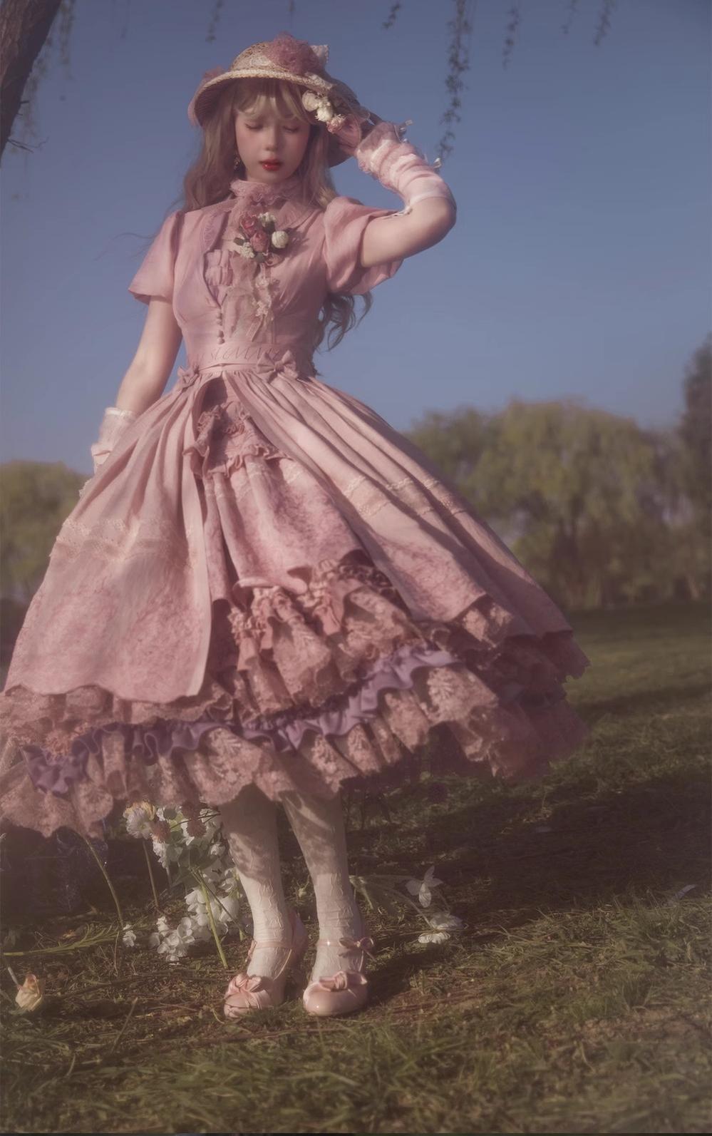 ZJstory - 14-line Poem Set - Classic Lolita Separate Dress Set Tiered Ruffles Skirt