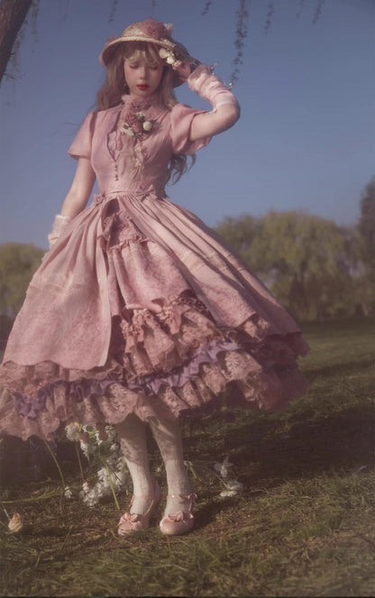 ZJstory - 14-line Poem Set - Classic Lolita Separate Dress Set Tiered Ruffles Skirt