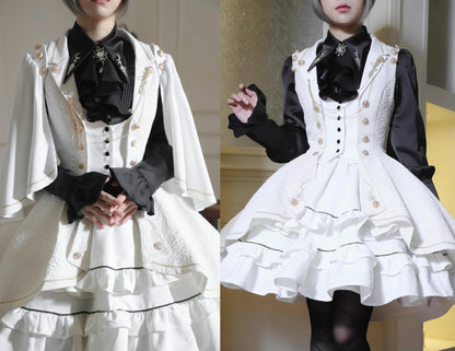 SilentMars - Law of the Fallen Moon - Retro Lolita Vest Coat Suit Knight Style Skirt