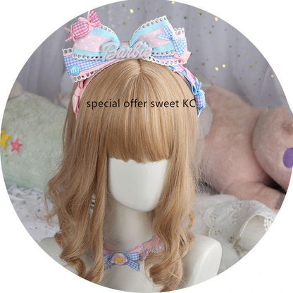 Manmeng - Pink and Blue Sweet Lolita Bow Headwear