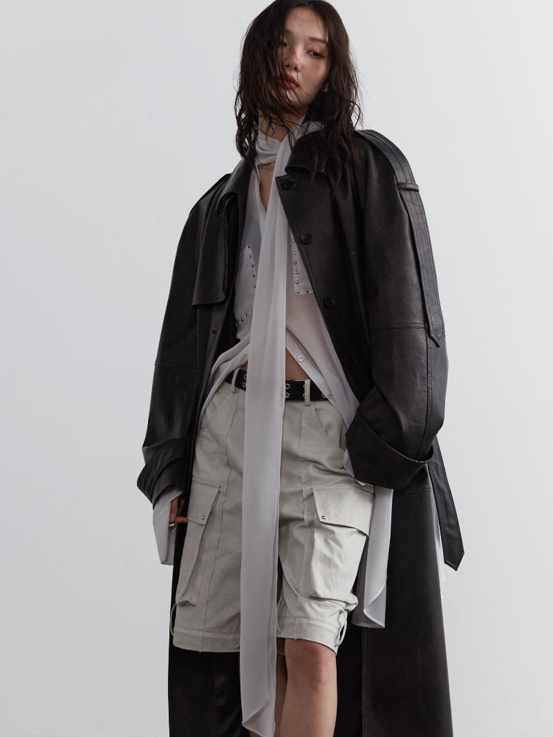 Laether Cool Belt Nichi Long-Coat