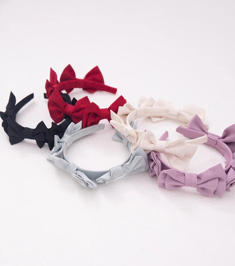 ZJstory - Sonnet Summer - Sweet Lolita Accessory Set Bow KC Hairband Waist Tie